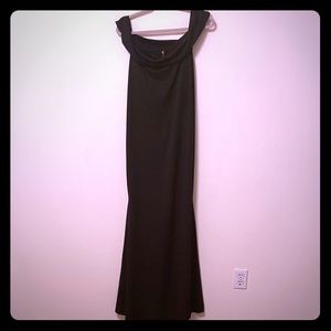 Off shoulder black evening gown